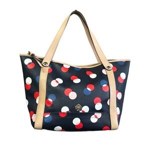 Kate Spade Large Ellison Avenue Sophie Navy Blue Multi Bubble Design Tote